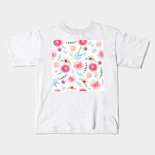 Watercolor Rainbow Florals | Pattern Kids T-Shirt